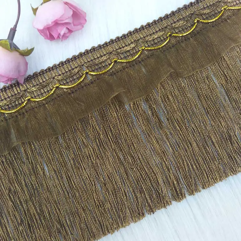 10 см широкая кружевная бахрома отделка кисточка DIY аксессуары кружевная лента украшение дома занавес диван крышка 11 м - Цвет: 8