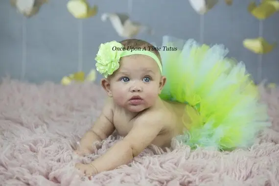 Детский реквизит для фотосессии Голубое Бальное Платье с регулируемой повязкой