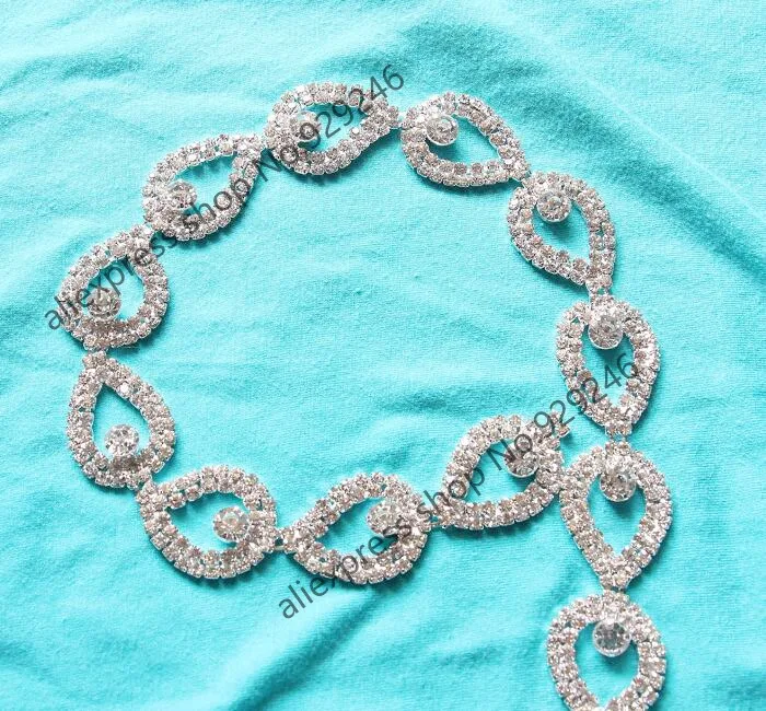 

free shipping 1 yard/pack delicate fancy tear-drop crystal rhinestone chain fashion garment clothing decoration crafts supplies