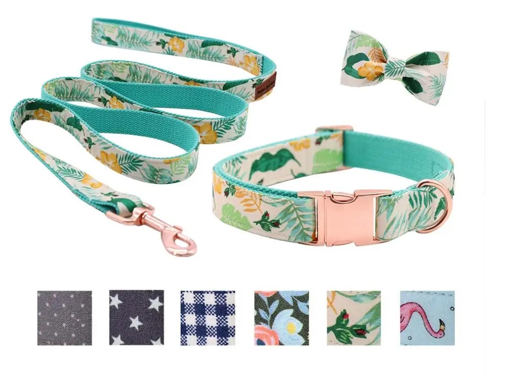 collarbowleash Уникальный стиль собачьи лапы или кошачий ошейник Летний зеленый запах узор для собак и кошек - Цвет: collarbowleash