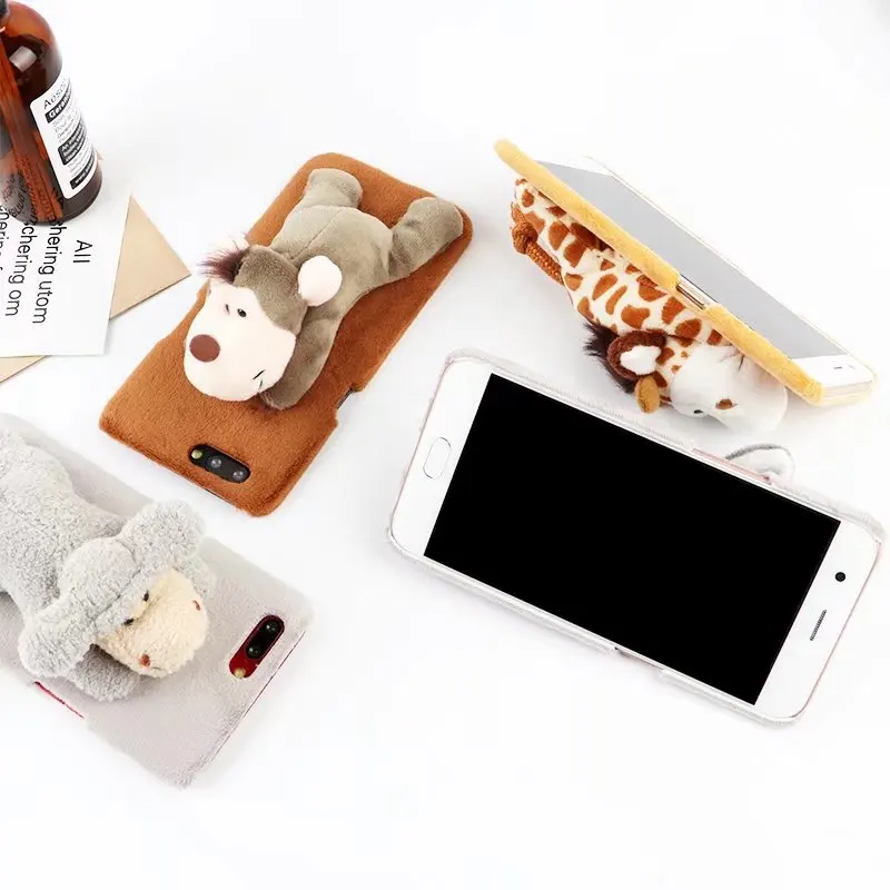 Милый 3D плюшевые куклы Телефонные Чехлы для OPPO R9 r9s R11 плюс Kawaii Пушистые