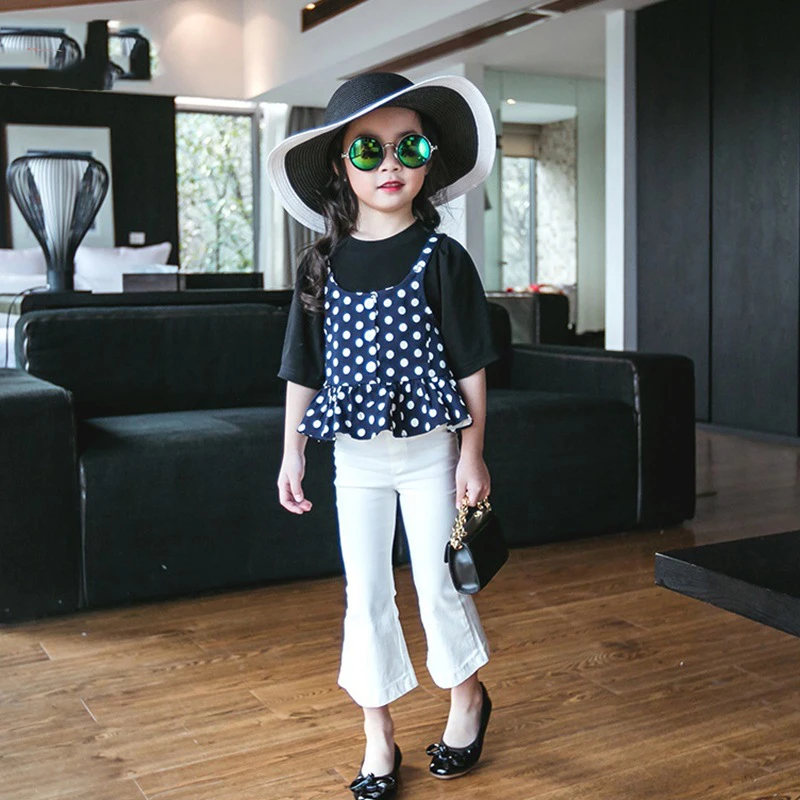 2018 новые брендовые Детские леггинсы для маленьких девочек джинсы расклешенные