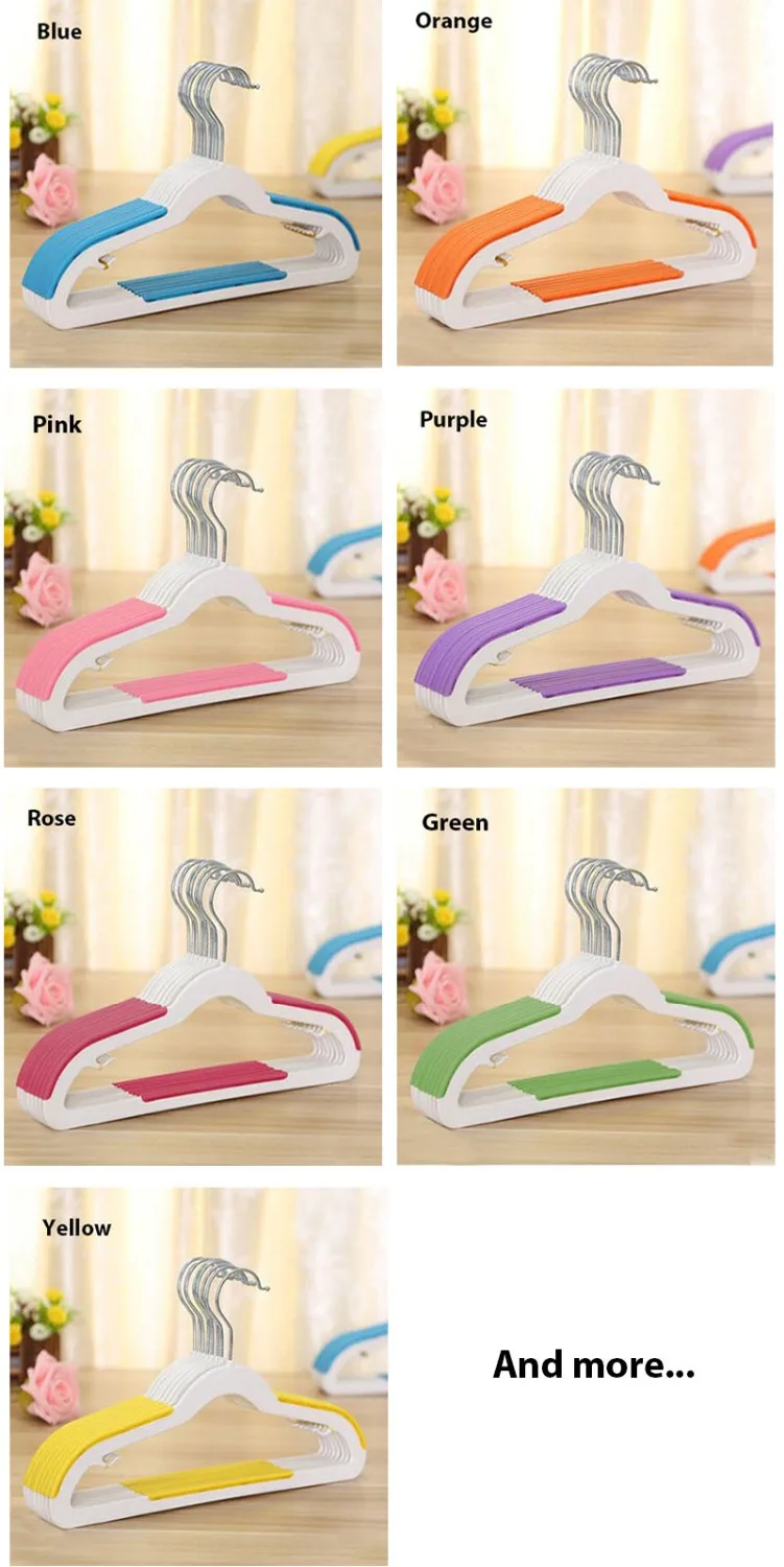20 Pcs/Lot Colorful Cute Plastic Clothes Shirts Hanger with Anti-slip rubber Pink Blue non slip hangers | Дом и сад