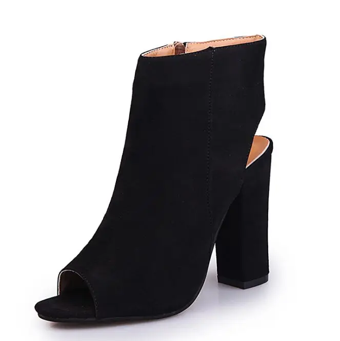 Ботильоны женские из искусственной замши повседневная обувь с открытым носком