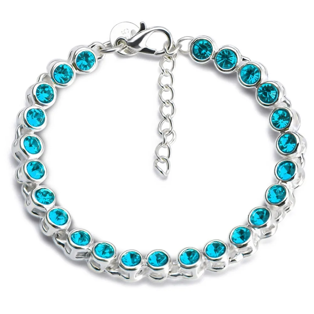 Женские винтажные браслеты с кристаллами серебристые разных цветов фианитами