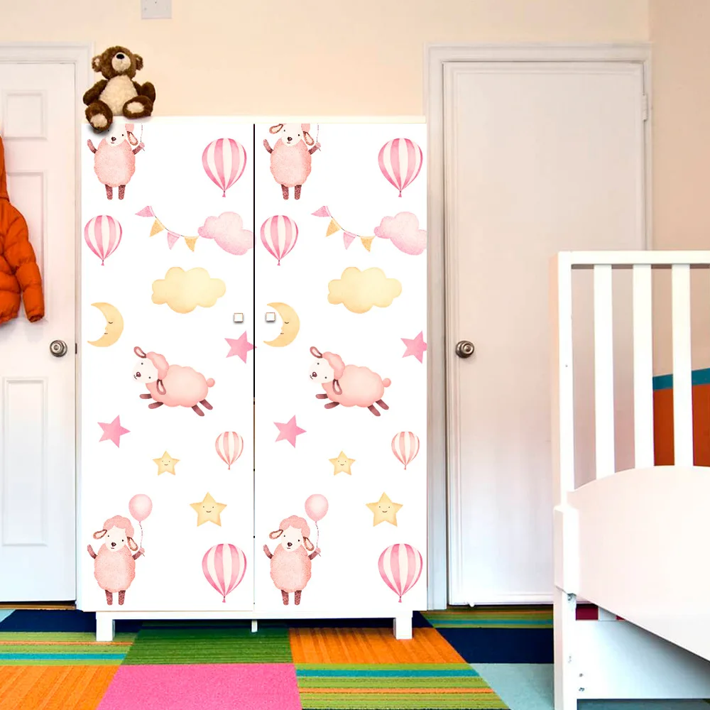 Funlife мультяшная овечья Наклейка на стену для украшения детской комнаты розовая