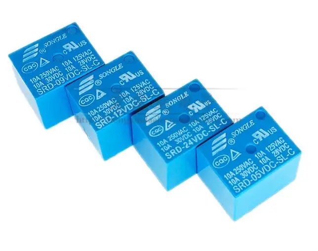 

10pcs/lot 5 feet SRD-05V/12V/09V/24VDC-SL-C Songle relay 5 feet 10A high current
