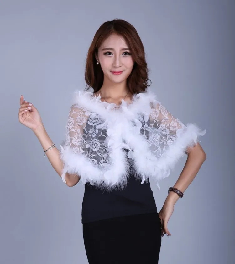 

Bridal dress with accessories ostrich wool shawl fur coat feather bridesmaid wedding dress celebration lace