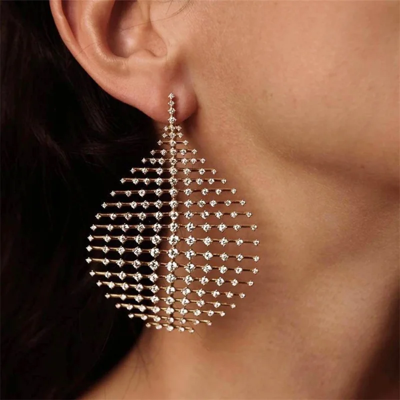 1 шт панк золотые полые капли воды геометрические серьги кристалл имеет женскую