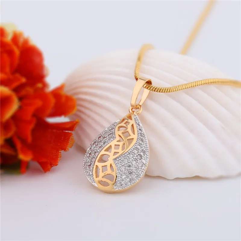 Женский комплект ювелирных изделий GULICX золотистого цвета с подвеской из