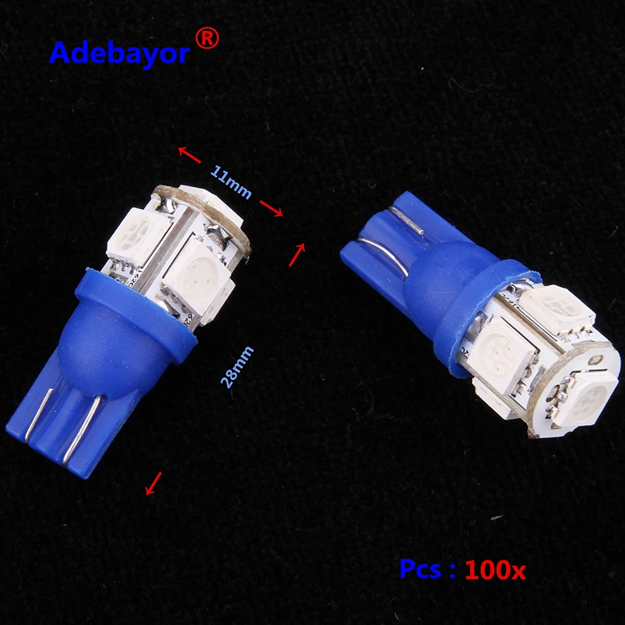 100X T10 керамический 194 168 W5W мотоциклетный светильник 5050 5 smd 1 Вт светодиодные