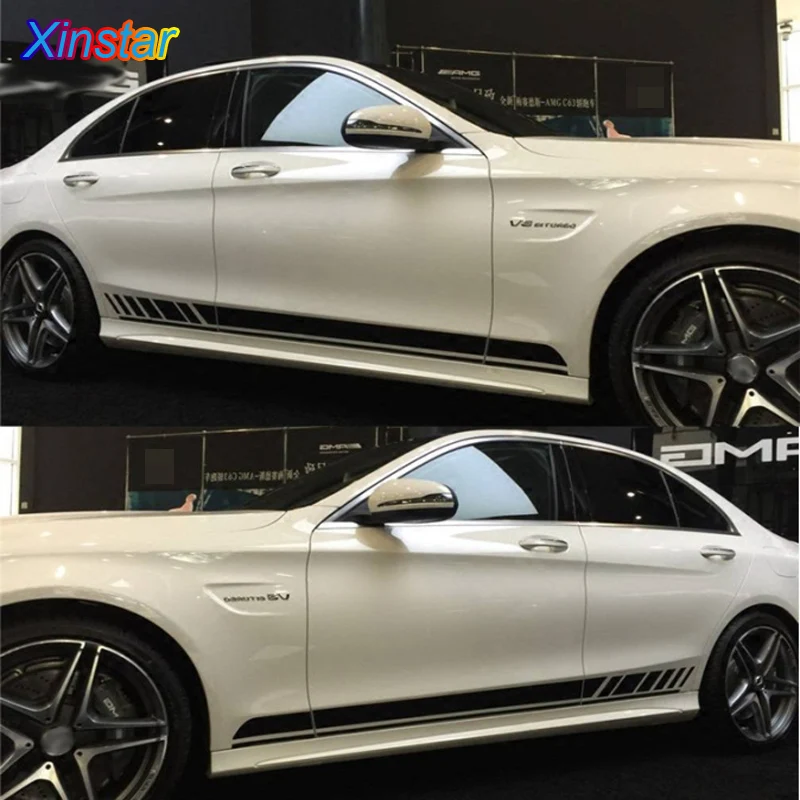 

2pcs KK Car side body sticker for Mercedes Benz AMG w117 cla45 w205 c63 w212 e63 w207 w176 a45 x156 gla45