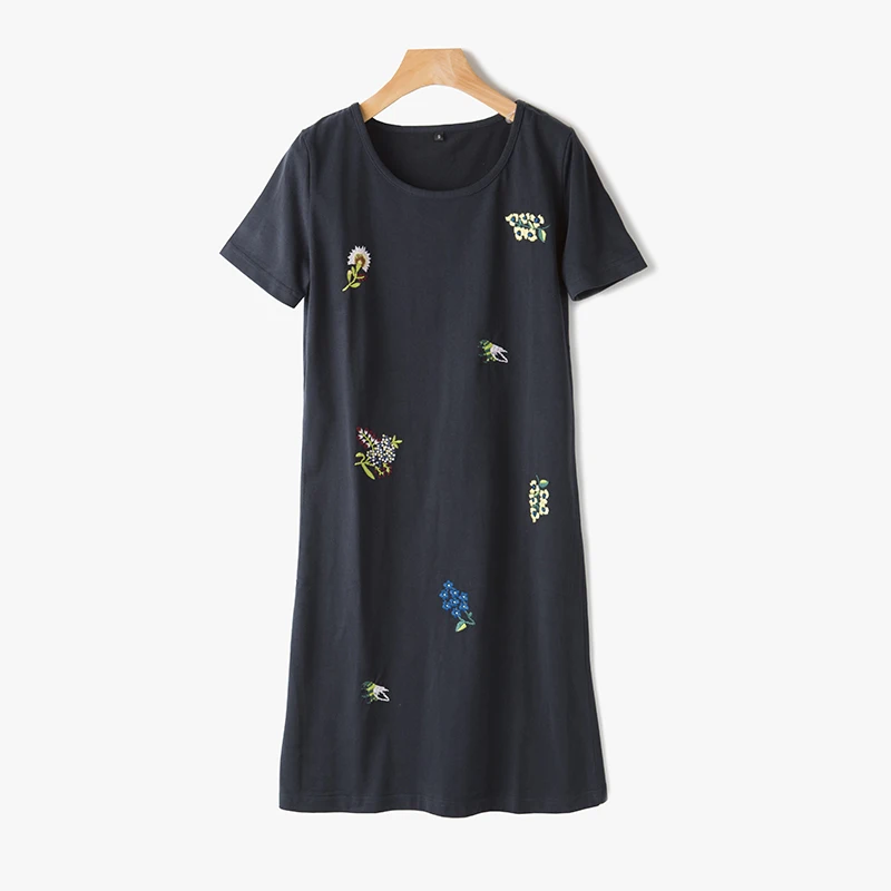 Женская цветочные и птицы вышивка t-shirt dress | одежда