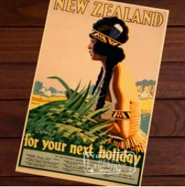 Карта морских рыбок Новой Зеландии NZ природный вид искусство ретро холст рамка