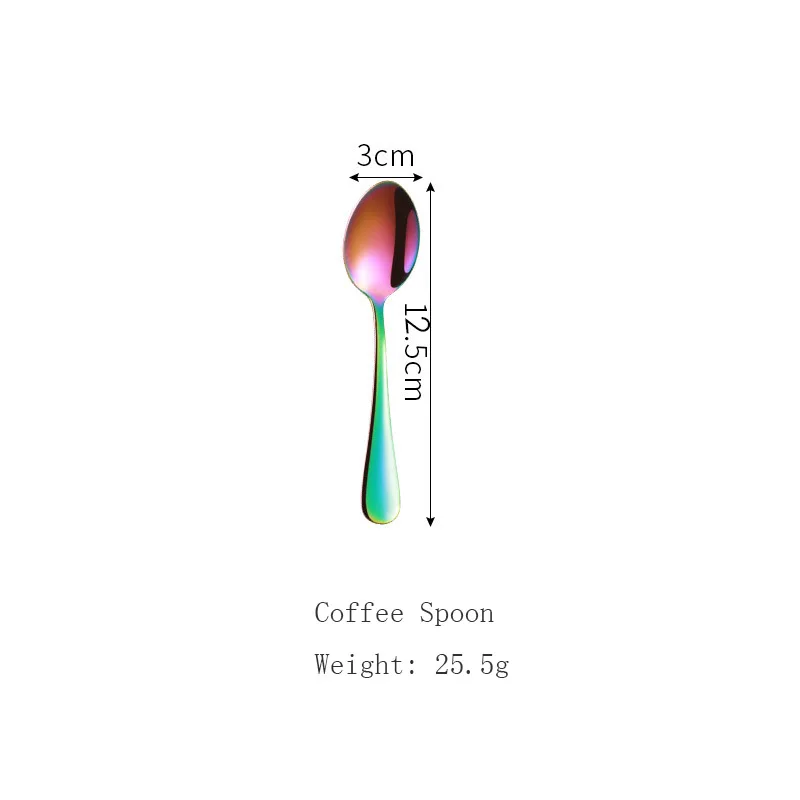 NO.11 Coffee Spoon Набор радужных столовых приборов из нержавеющей стали столовая посуда набор серебряных приборов столовый нож и вилка Прямая поставка - Цвет: NO.11 Coffee Spoon
