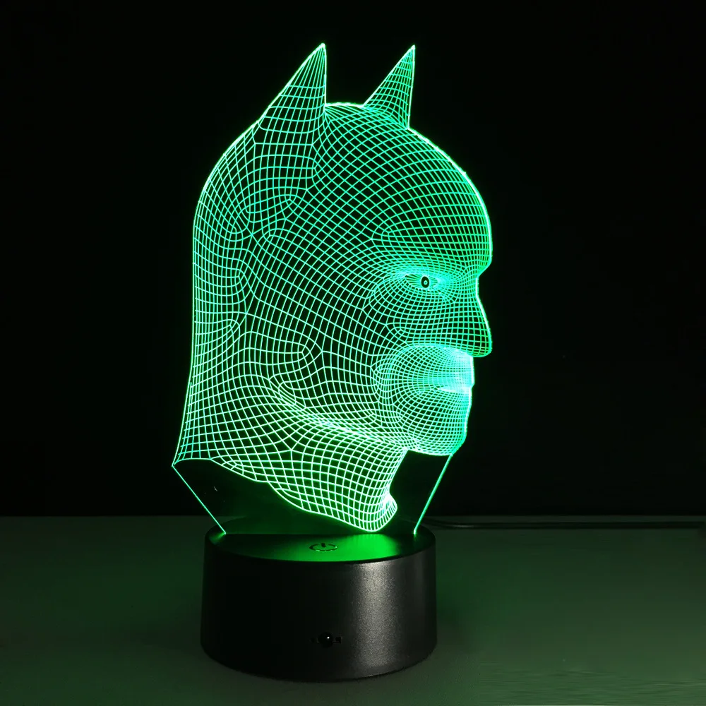 Бэтмен супер герой лампа 7 цветов Изменение 3D иллюзия СВЕТОДИОДНЫЙ Ночник