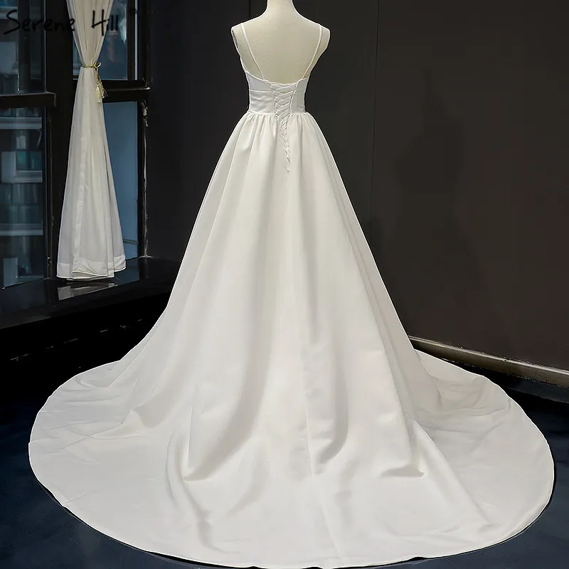 Белое Атласное сексуальное вечернее платье с v-образным вырезом 2021 без рукавов