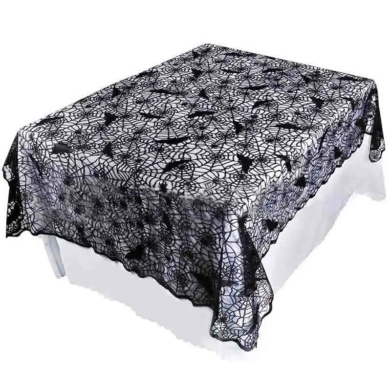 152x213cm Прямоугольник кружева черный Паутина Хэллоуин скатерть Tablecover наложения Halloween party украшения дома Бар реквизит Tablecover - Цвет: 152x213cm