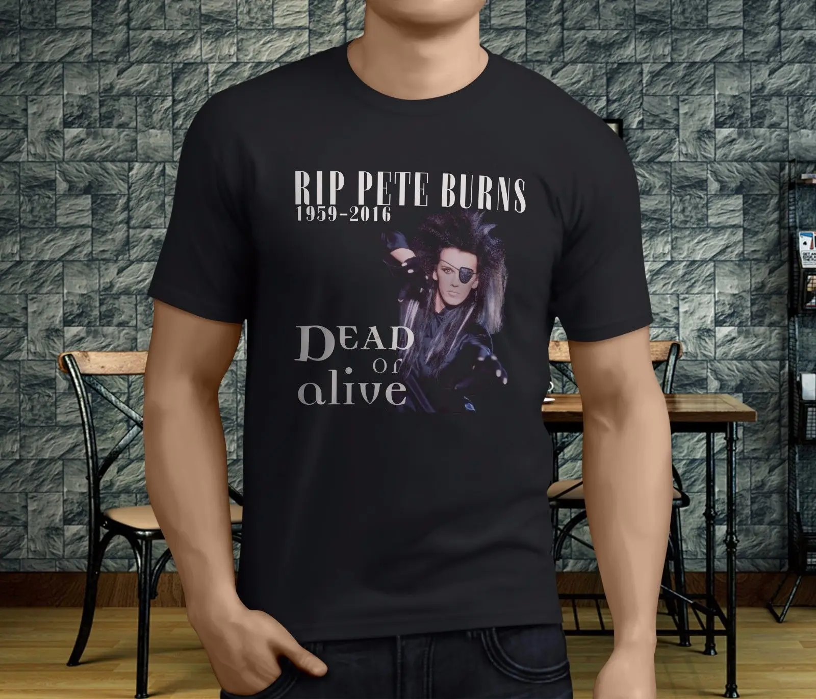Новые популярные Пит Бернс RIP мертво или Живой Лентой Для мужчин черный футболка S