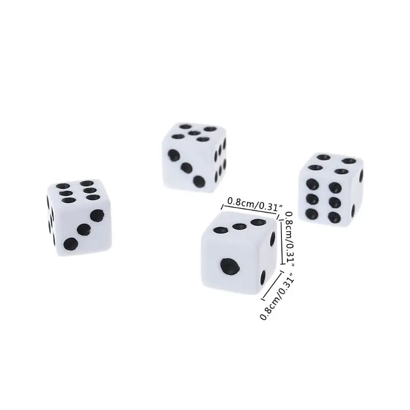 100 шт 8 мм Пластик белый игральные кости шесть сторонняя Decider вечеринок по случаю