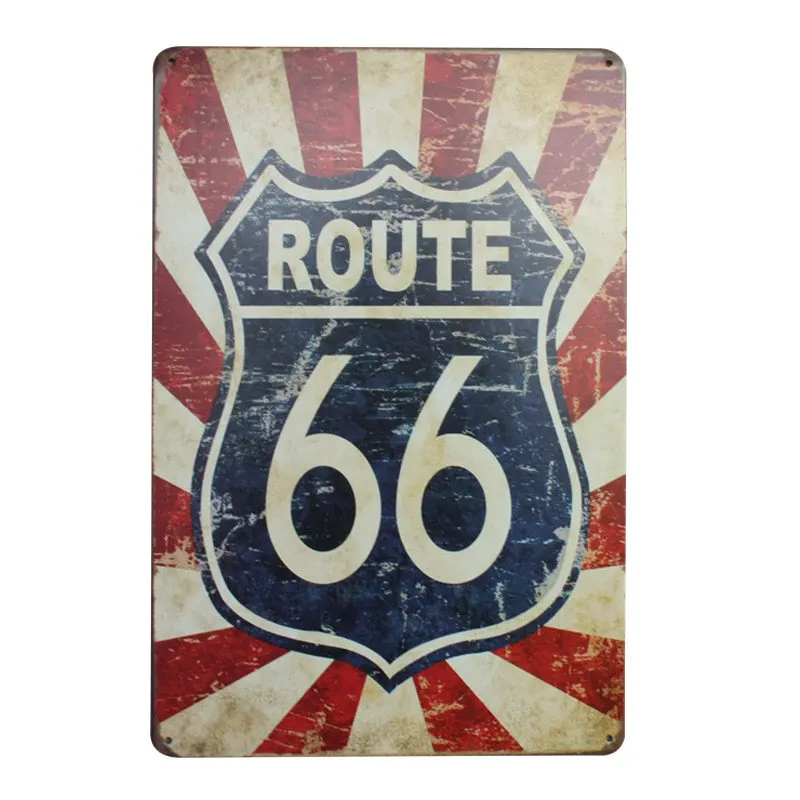 Металлическая Оловянная вывеска ретро постер Route 66 винтажный домашний Декор