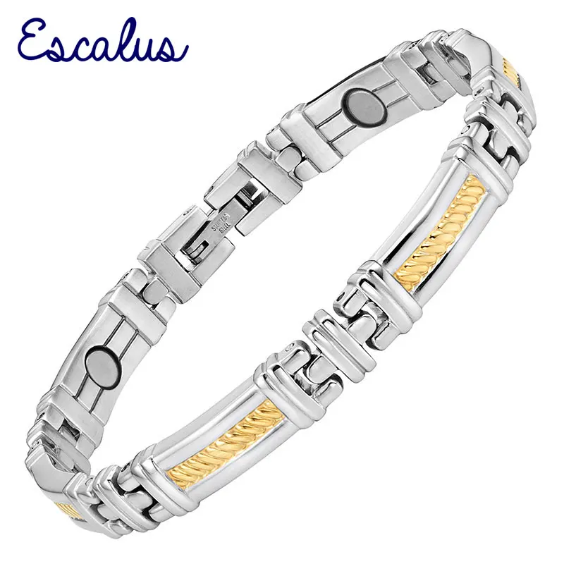 

Escalus Ladies 2-Tone Gold Silver Magnetic Stainless Steel Bracelet Bangle Classic Style Women Jewelry Wristband Charm