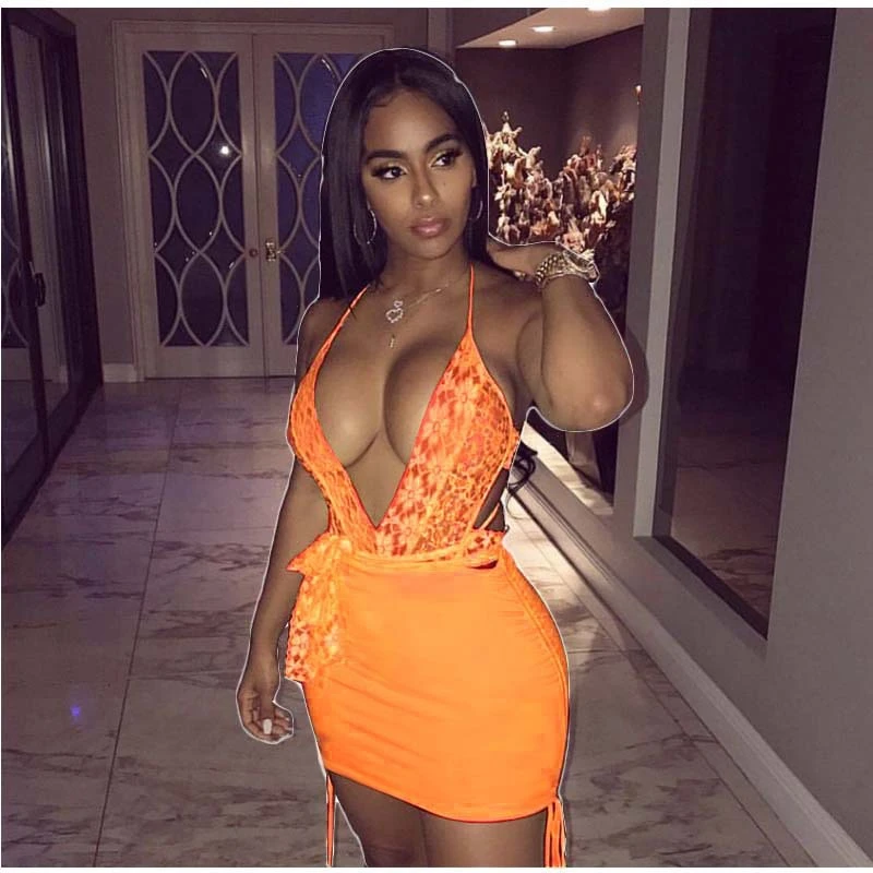 Модное неоновое зеленое платье с открытой спиной для женщин сексуальное