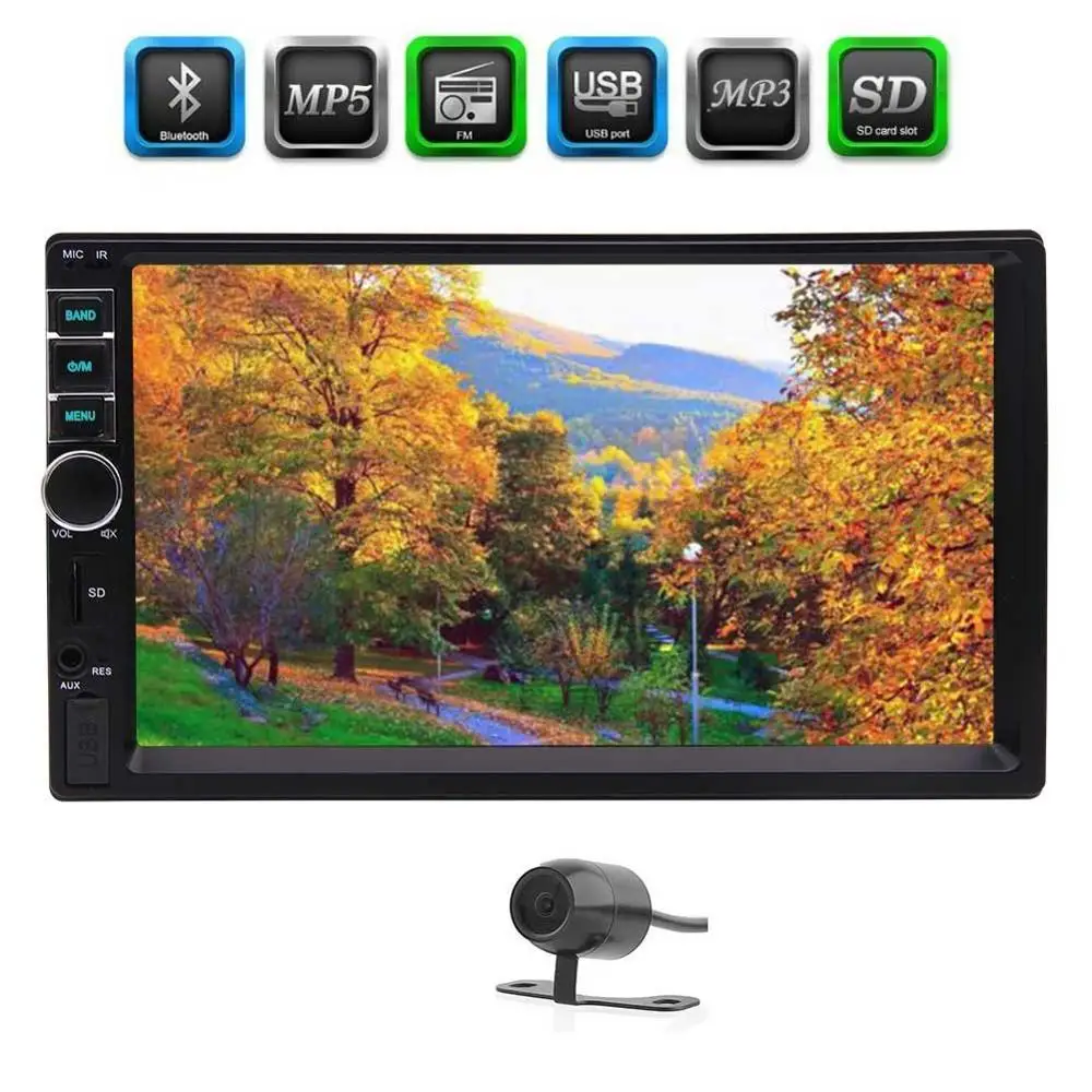 Автомобильный стерео fm радио Bluetooth 7 ''HD двойной din видео головное устройство в