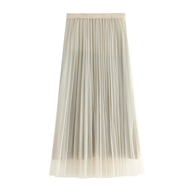 Женская юбка средней длины UIDEAZONE длинная из сетчатой ткани в Корейском стиле