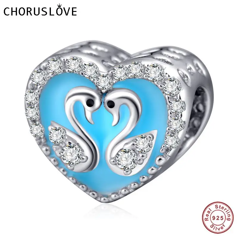 Горячая Распродажа новинка серебряный браслет с подвеской в виде лебедя сердца