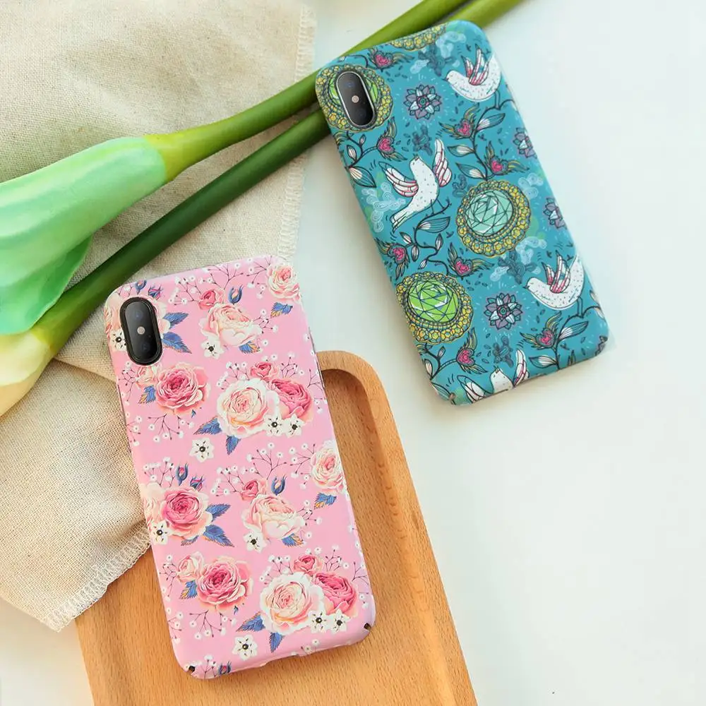 KISSCASE Court Flower Phone Case For iPhone X 6 6s 7 8 Plus Matte Vintage Decal Cases 6S Hard Cover Capa |