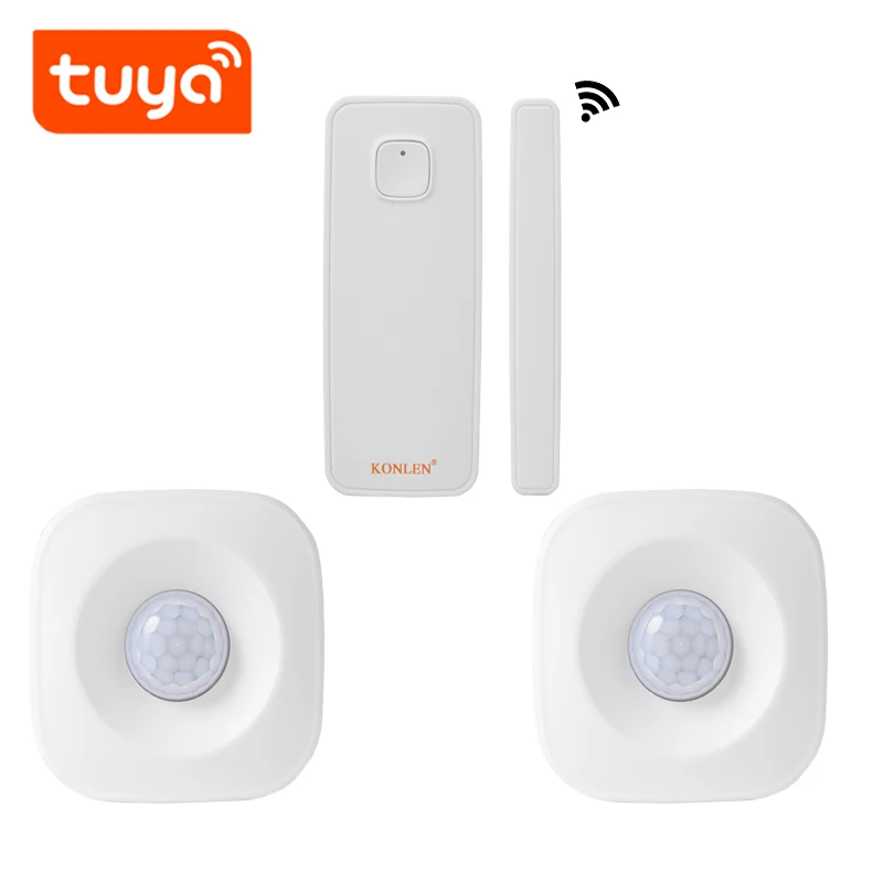 1 door sensor 2 PIR Tuya Wi-Fi умная жизнь магнитный датчик двери окна дымовой пожарный детектор беспроводной PIR датчик движения Дистанционное управление Alexa Google Home - Цвет: 1 door sensor 2 PIR
