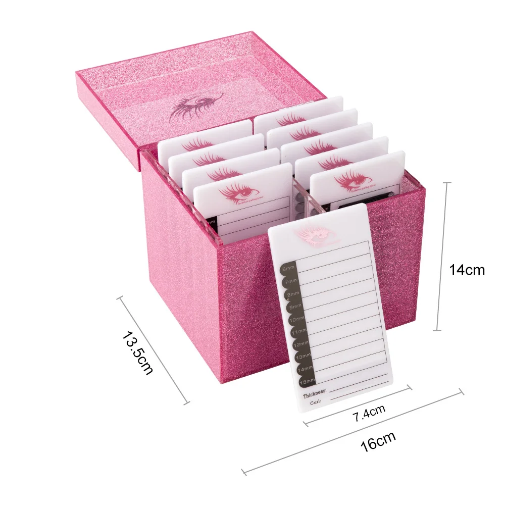Pink 10 слоев коробка для хранения ресниц акриловый макияж дисплей контейнер ресницы клей поддон держатель Чехол прививка наращивание ресниц коробка - Цвет: Pink