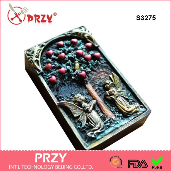 PRZY Mold Silicone Tree Of Life Handmade Soap Mold Two Angel With The Love Tree Molds Aroma Stone Moulds Silicone Rubber 001