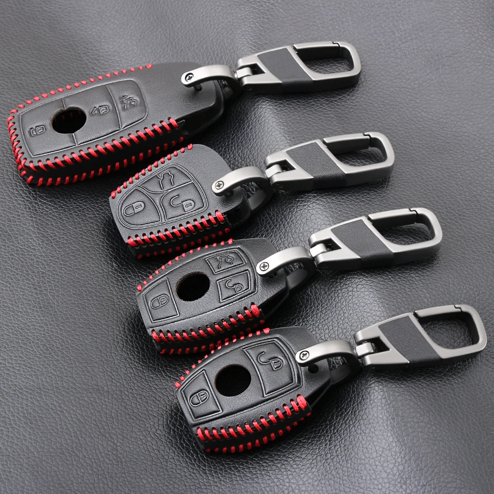 Чехол для автомобильного смарт-ключа из натуральной кожи 2/3/4 чехол Mercedes Benz AMG A B C E