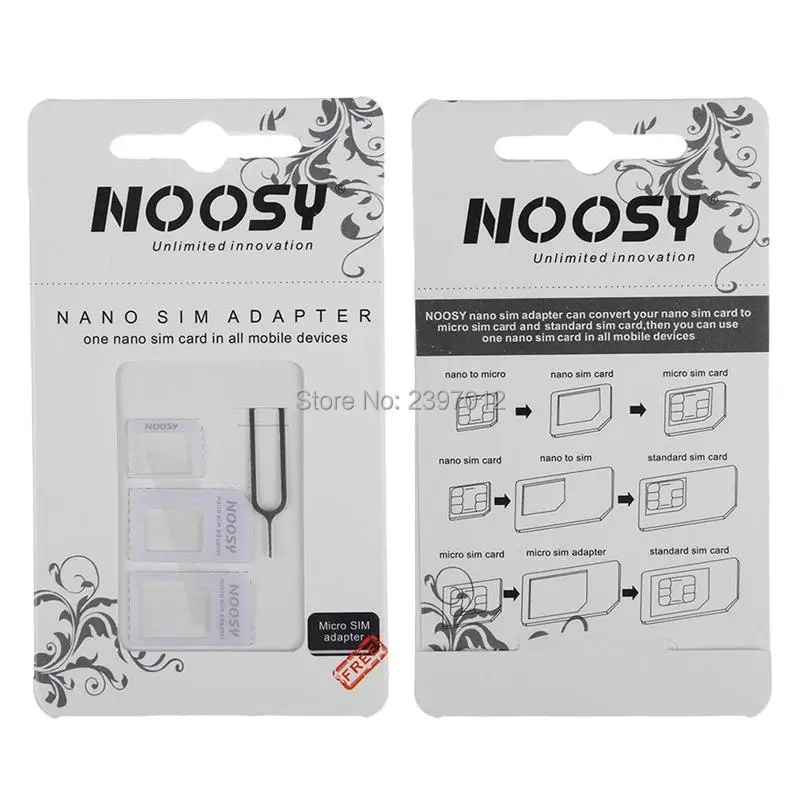 SZAICHGSI 4 в 1 Noosy Nano Micro SIM адаптер для извлечения карты iPhone 7 6 6s plus 5 5S 4s оптовая продажа