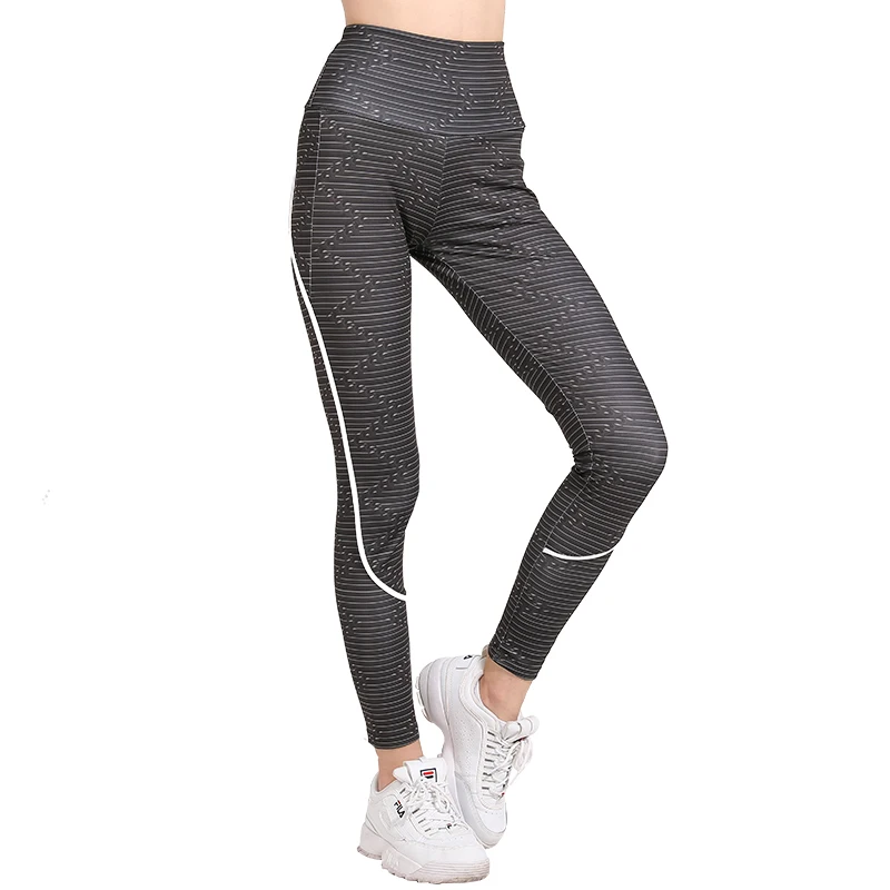 CHRLEISURE Для женщин Высокая Талия Леггинсы пуш ап uplnggings Femme в полоску цифровая