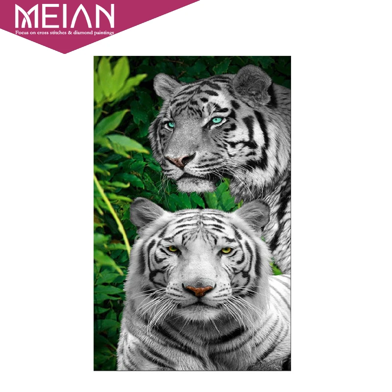 Meian 3D Алмазная вышивка с животным тигром 5D DIY картина крестиком Картина полная