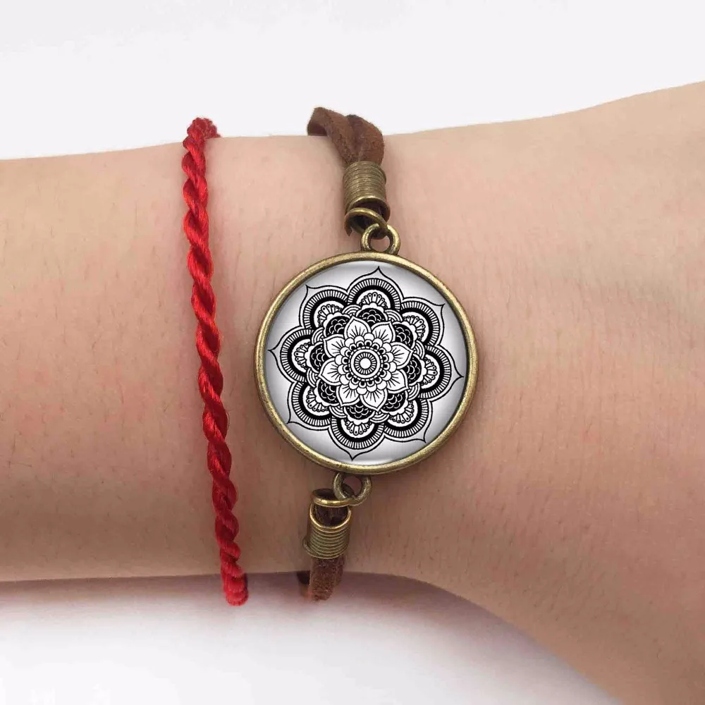 Чеширский браслет с цветочным логотипом мандалы для женщин и мужчин