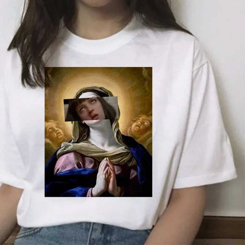 Pulp fiction ulzzang Миа футболка женская с принтом гранж femme harajuku забавная кавайная одежда с коротким рукавом Футболка уличная одежда - Цвет: 7211