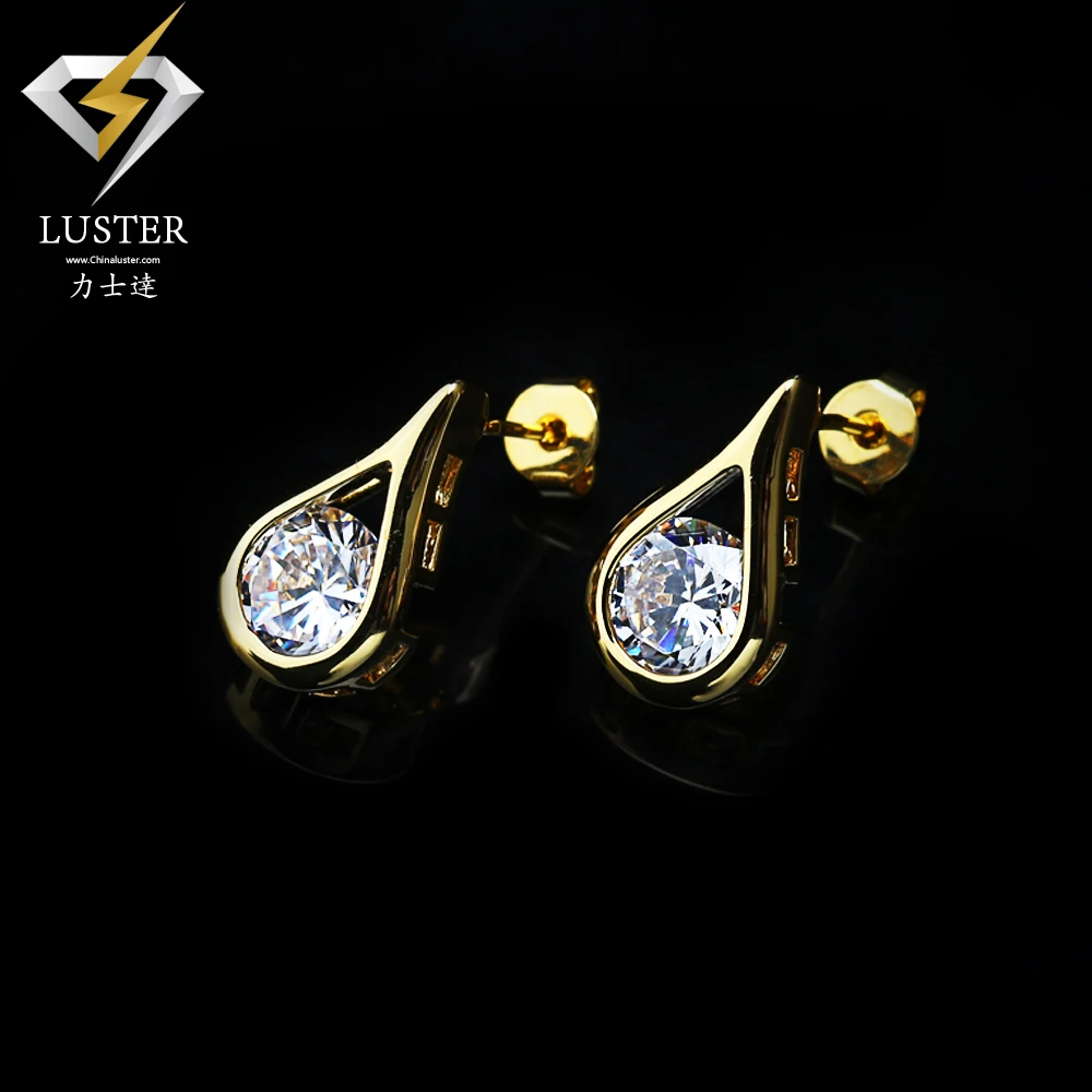 Умеренная цена Дубай капли воды 8 мм кубический циркон Медь Серьги гвоздики