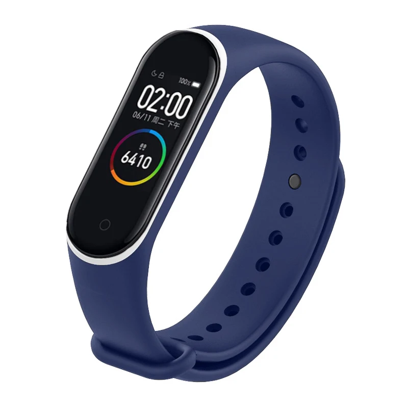 navy blue white Яркие силиконовые часы, ремешок для Xiaomi mi, браслет 4, браслет для mi Band 4, часы, двойной цвет, сменный ремешок на запястье - Цвет: navy blue white