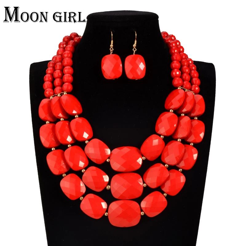 Ювелирный Комплект из колье и серёг 9 цветов в африканском стиле|jewelry wave|set bridejewelry