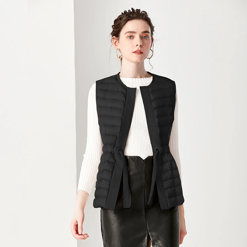 Outdoor Mid-length autumn and winter white duck down vest thin section slim for Women 004 | Спорт и развлечения