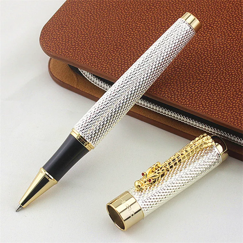 1 шт./лот JINHAO роликовая шариковая ручка 1200 Canetas Серебристые ручки Золотой зажим бизнес-руководство быстрое письмо ручка роскошная ручка 14*1,4 см