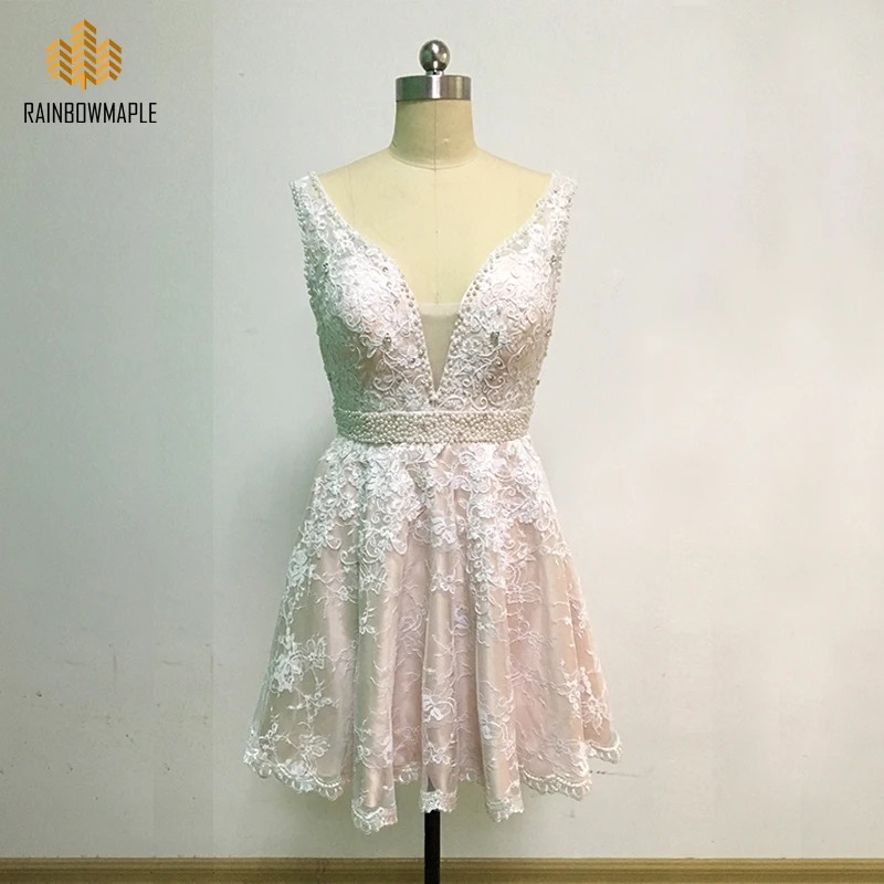 Милый Кот/Обнаженная Кружева Короткие вечерние платья 2017 Сексуальная спинки v