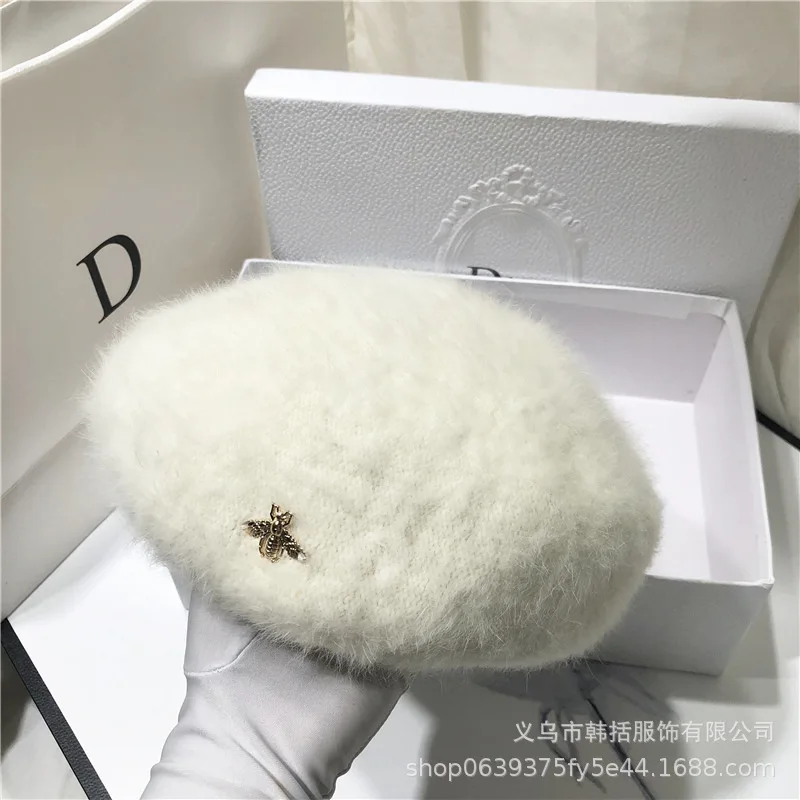 Milk white Регулируемая бейсболка s, модные зимние шляпы для женщин из кроличьей шерсти, бейсболка, осенняя и зимняя, без верхней шапки - Цвет: Milk white