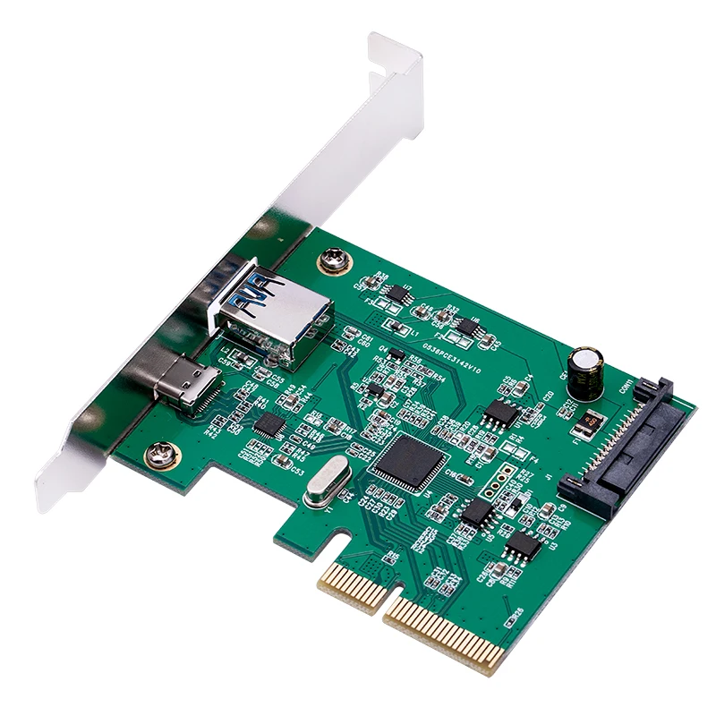 USB адаптер PCIE PCI-E 3 1 Gen 2 Type-A + Type-c PCI Express для концентратора карт 10 Гбит/с чипы ASM3142 ПК |