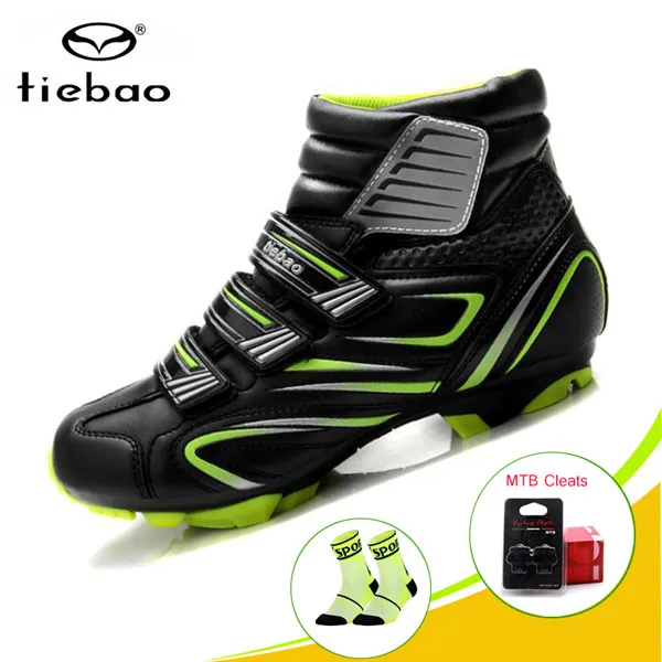 black with green TIEBAO Sapato Ciclismo MTB велосипедная обувь мужские кроссовки женские зимние сапоги для езды на горном велосипеде спортивная обувь для езды на велосипеде - Цвет: black with green