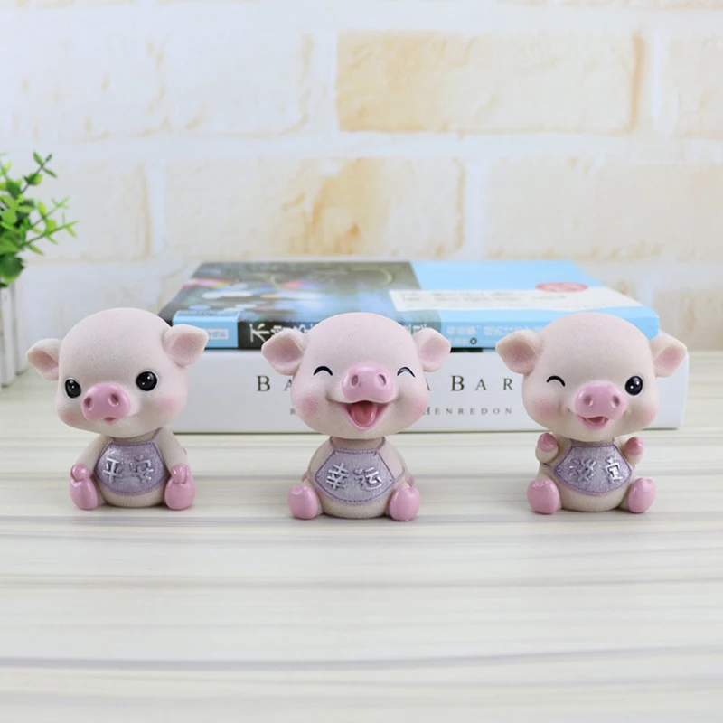 Cute Shaking Head Pig Baby Car Decoration Creative Resin Crafts Birthday Gifts Home Accessories Modern | Дом и сад